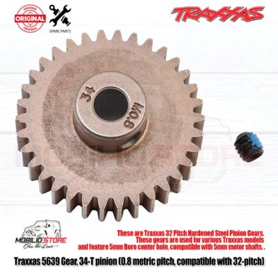 Traxxas #5639 34T Pinion 0.8 Metric Pitch Compatible with 32 Pitch