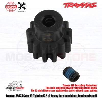 Traxxas #3943X Gear 13T Pinion 32P Heavy Duty Machined Hardened Steel