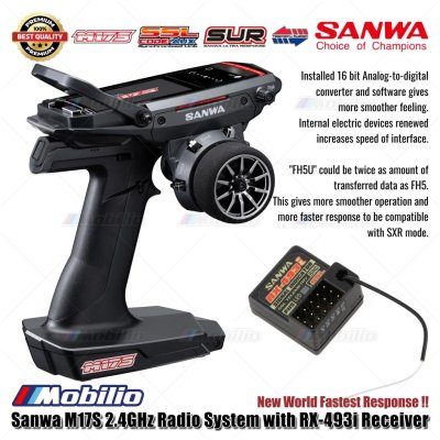 Sanwa M17S 2.4GHz Radio System with RX-493i Receiver New World Fastest Response Remote Transmitter
