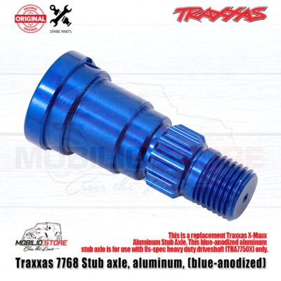 Traxxas #7768 Stub Axle Aluminum Blue Anodized for Traxxas X-Maxx, XRT