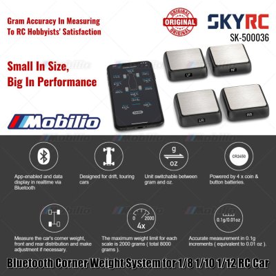 SKYRC Part #SK-500036 Bluetooth Corner Weight System for 1/8 1/10 1/12 RC Car
