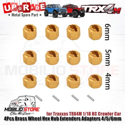 4 Pcs Brass Wheel Hex Hub Extenders Adapters 4/5/6mm for Traxxas TRX4M