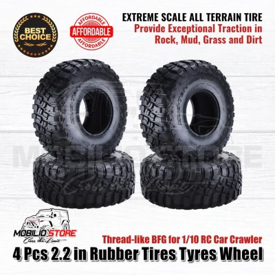 4 Pcs 2.2" Rubber Tires Tyres Wheel Ban 120 mm for 1/10 RC Car Crawler