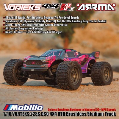 Arrma 1/10 VORTEKS 223S DSC 4X4 RTR Brushless Stadium Truck RTR #ARA4305V4 Remote Control