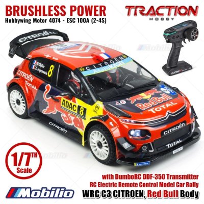 Traction Hobby WRC C3 Citroen Red Bull Brusless Power RC Electric Remote Control Model Car Rally RTR