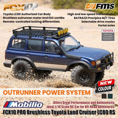 FMS FCX10 PRO Brushless Toyota Land Cruiser LC80 RS RC Crawler Adventure RTR