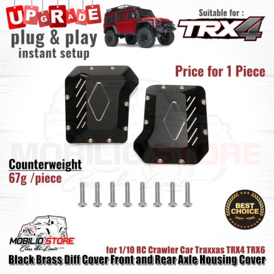 Brass Diff Cover Front and Rear Axle Housing Cover for Traxxas TRX4