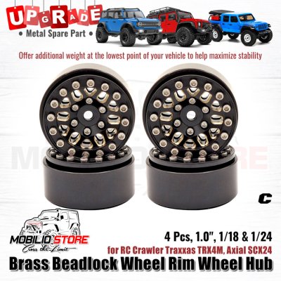 Upgrade - Brass Beadlock Wheel Rim Wheel Hub 1.0 for TRX4M SCX24 (C)