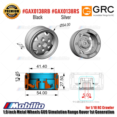 GRC 1.9 inch Metal Wheels G09 Simulation Range Rover 1st Generation for 1/10 RC Crawler #GAX0138RB #GAX0138RS