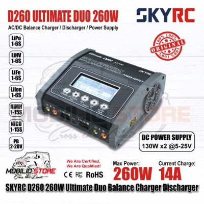 SKYRC D260 AC/DC 1S-6S 260W Ultimate Duo Balance Charger Discharger SKYRC D260 AC/DC 1S-6S 260W Ultimate Duo Balance Charger Discharger