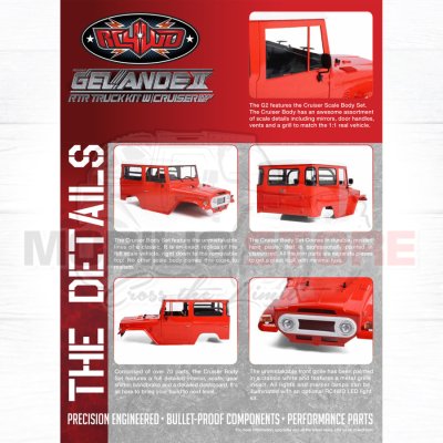 RC4WD Gelande II RTR Truck Cruiser Body Set Red RC Crawler FJ40