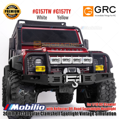 GRC 20mm Rectangular Clamshell Spotlight Vintage Simulation for 1/10 RC Crawler with Reflector Off-Road Searchlight Headlight #G157TW #G157TY