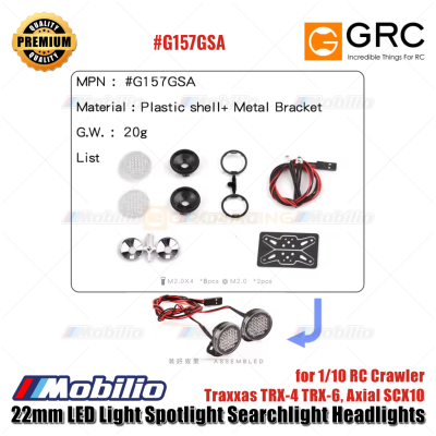 GRC 22mm LED Light Spotlight Searchlight Headlights for 1/10 RC Crawler Traxxas TRX-4 TRX-6 Axial SCX10