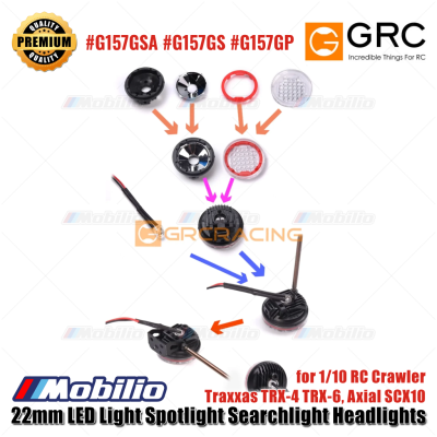 GRC 22mm LED Light Spotlight Searchlight Headlights for 1/10 RC Crawler Traxxas TRX-4 TRX-6 Axial SCX10