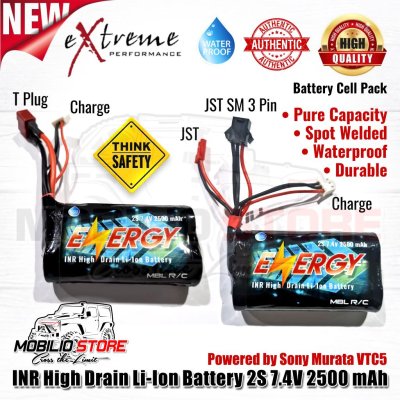 Baterai INR Li Ion 7.4 Volt 2500 mAh High Drain RC Mini Battery