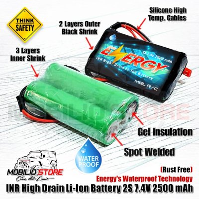 Baterai INR Li Ion 7.4 Volt 2500 mAh High Drain RC Mini Battery