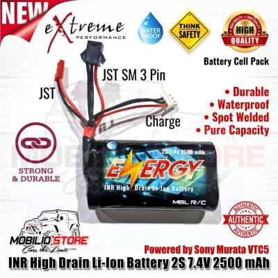 Baterai INR Li Ion 7.4 Volt 2500 mAh High Drain RC Mini Battery