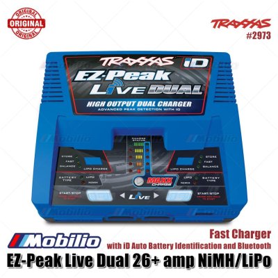 Traxxas Part #2973 EZ-Peak Live Dual 26+ amp NiMH LiPo Fast Charger with iD Auto Battery Identification and Bluetooth