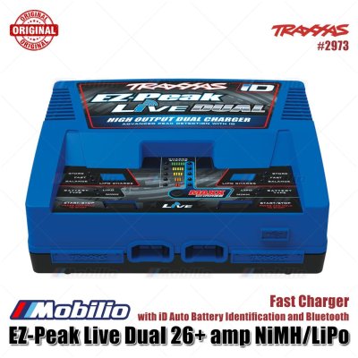 Traxxas Part #2973 EZ-Peak Live Dual 26+ amp NiMH LiPo Fast Charger with iD Auto Battery Identification and Bluetooth