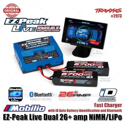Traxxas Part #2973 EZ-Peak Live Dual 26+ amp NiMH LiPo Fast Charger with iD Auto Battery Identification and Bluetooth
