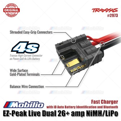 Traxxas Part #2973 EZ-Peak Live Dual 26+ amp NiMH LiPo Fast Charger with iD Auto Battery Identification and Bluetooth