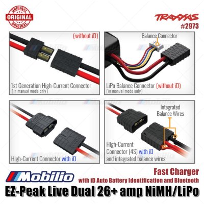 Traxxas Part #2973 EZ-Peak Live Dual 26+ amp NiMH LiPo Fast Charger with iD Auto Battery Identification and Bluetooth