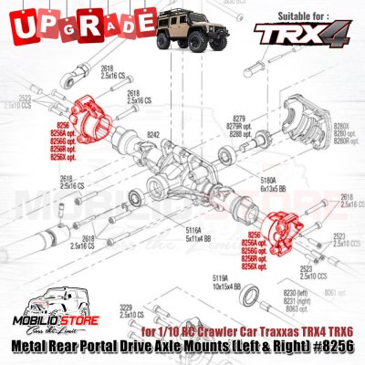 Upgrade Part Metal Rear Portal Drive Axle Mounts 8256 for Traxxas TRX4