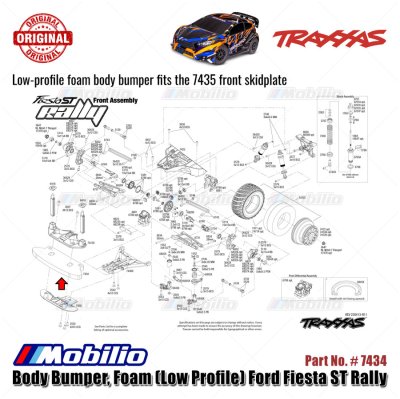 Traxxas Part #7434 Body Bumper Foam Low Profile RC Ford Fiesta ST Rally