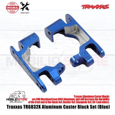 Traxxas 6832X Metal Alloy Caster Block Set Blue for Rustler Slash XO-1