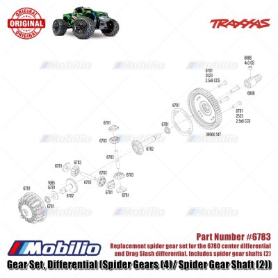 Traxxas Part #6783 Spider Gears & Shaft for the 6780 Center Differential Drag Slash Hoss Rustler Stampede