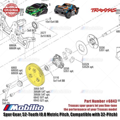 Traxxas Part #6843 Spur Gear 52-tooth 0.8 Metric Pitch Compatible with 32-pitch for RC Ford Raptor ST-Rally Rustler Slash Stampede