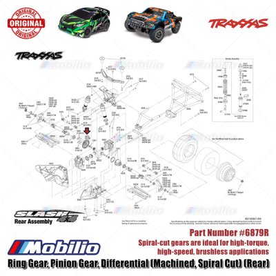 Traxxas Part #6879R Spiral-Cut 37T Ring and 13T Pinion Differential Gear Sets a Solid Block of Steel for Ford ST-Rally Slash Rustler Stampede XO-1