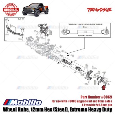 Traxxas Part #9069 Steel Wheel Hubs 12mm Hex Extreme Heavy Duty for 9080 Upgrade Kit and 6mm Axles RC Ford ST Rally Raptor Rustler Slash Stampede
