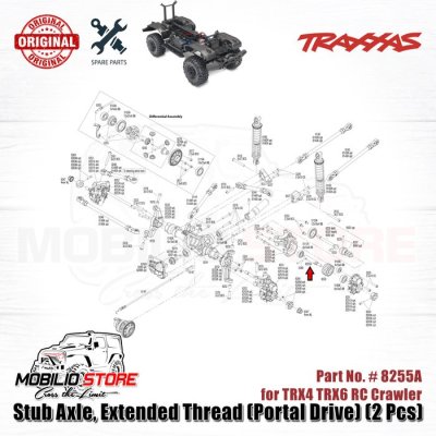 Traxxas Part #8255A Stub Axle Extended Thread Portal Drive for TRX4 RC