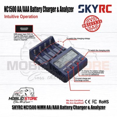 SKYRC NC1500 AAAAA Baterai Charger & Analyzer NiMH 5 V 2.1A USB Input