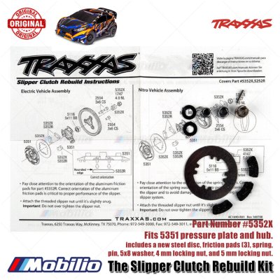 Traxxas Part #5352X Slipper Clutch Rebuild Kit Fits 5351 pressure plate and hub upgrade RC Ford ST Rally Slash Rustler Hoss Stampede