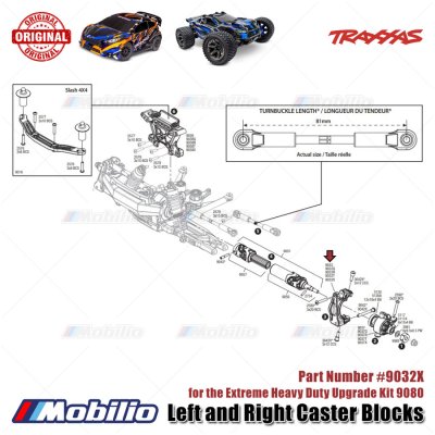 Traxxas Part #9032X Caster Blocks Extreme Heavy Duty Blue for 9080 Upgrade RC Ford ST Rally Rustler Slash Stampede