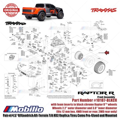 Traxxas Part #10187-BLKCR Tires and Wheels Assembled Glued for RC Ford F-150 Raptor R 4X4