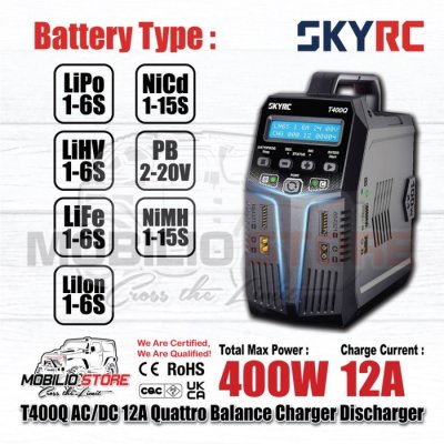 SKYRC T400Q ACDC 4x100W 12A Quattro Balance Charger Discharger