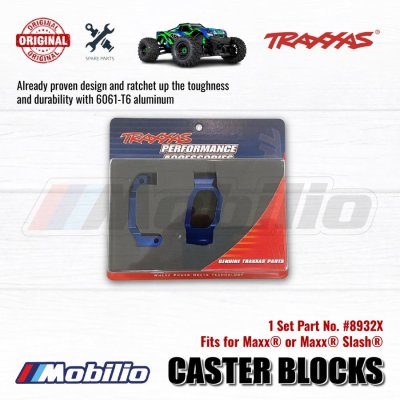 Traxxas Part #8932X Caster Blocks C-hubs Blue-anodized Left & Right for RC Slash Maxx Truck