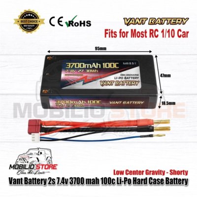 Vant Battery 2S 7.4V 3700 mAh 100C LCG Li-polymer Battery Shorty