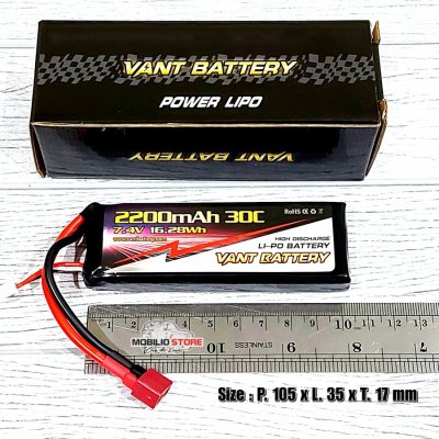 Vant Battery 7.4V 2S 2200 mAh Lithium Polymer LiPo Baterai Soft Case