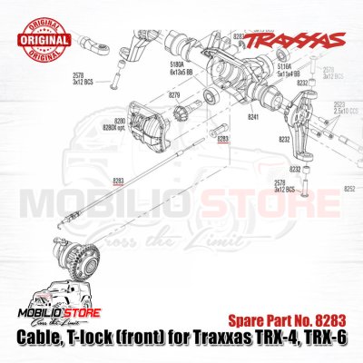 Traxxas 8283 Front T-Lock Cable Vehicle for TRX-4 and TRX-6 models