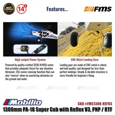 FMS 1300mm PA-18 Super Cub with Reflex V3 - PNP/RTF #FMS138R-REFV3 RC Air Plane Aeromodelling