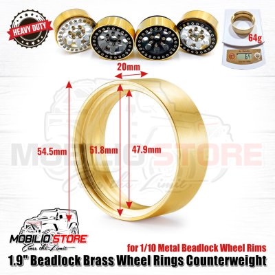 Upgrade 1.9 Beadlock Brass Wheel Rings Counterweight for 1/10 Crawler