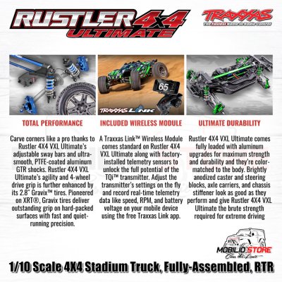 Traxxas Rustler 4X4 Ultimate 1/10 Scale 4X4 Stadium Truck VXL TQi RTR