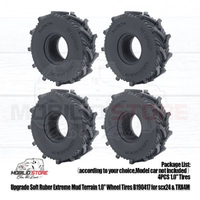 Upgrade Soft Rubber Extreme Mud Terrain 1.0 Tires B190417 SCX24 TRX4M