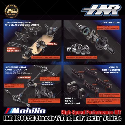 HNR H9804SE Chassis 1/10 RC Rally Racing Vehicle Car High-Speed Performance KIT