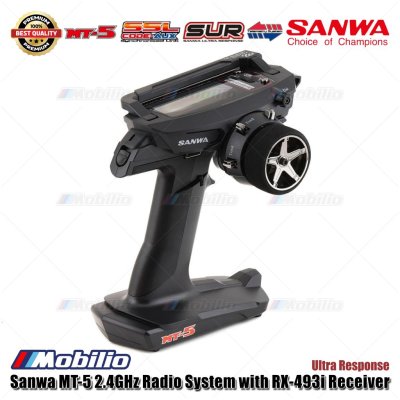 Sanwa MT-5 2.4GHz Radio System with RX-493i Receiver Ultra Response Remote Transmitter RC Car Boat