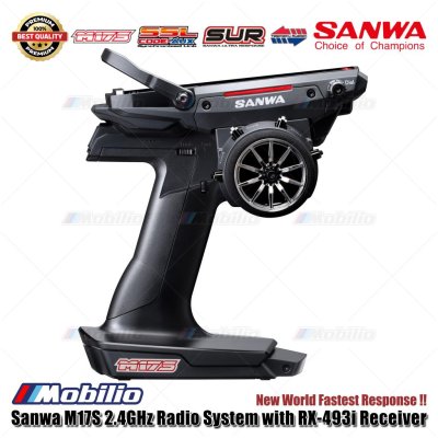 Sanwa M17S 2.4GHz Radio System with RX-493i Receiver New World Fastest Response Remote Transmitter